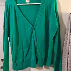 Green button sweater